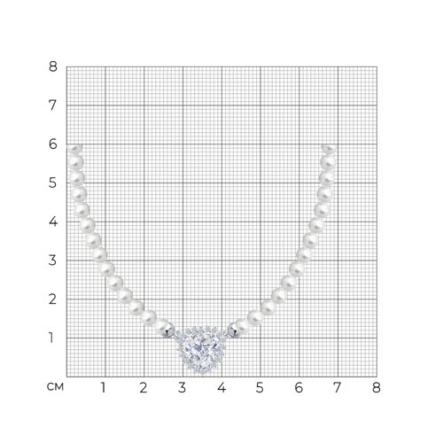 Колье из серебра с синтетическим жемчугом и фианитами из серебро — вид 4