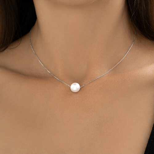 Колье из серебра с синтетическим жемчугом из серебро — вид 3