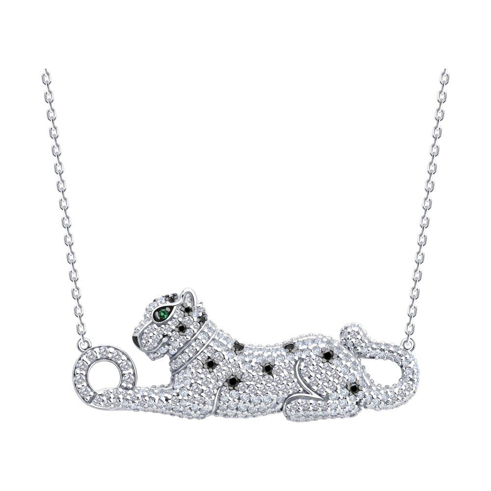 Колье из серебра с фианитами и эмалью - видео на модели