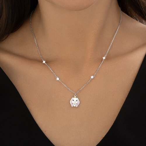 Колье из серебра с фианитами и эмалью из серебро — вид 3