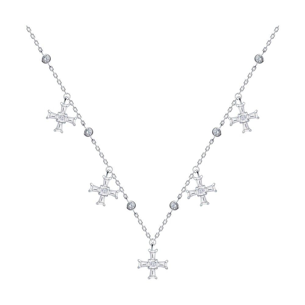 Колье из серебра с фианитами - видео на модели