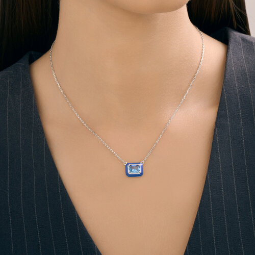 Колье из серебра с фианитом и эмалью из серебро — вид 3