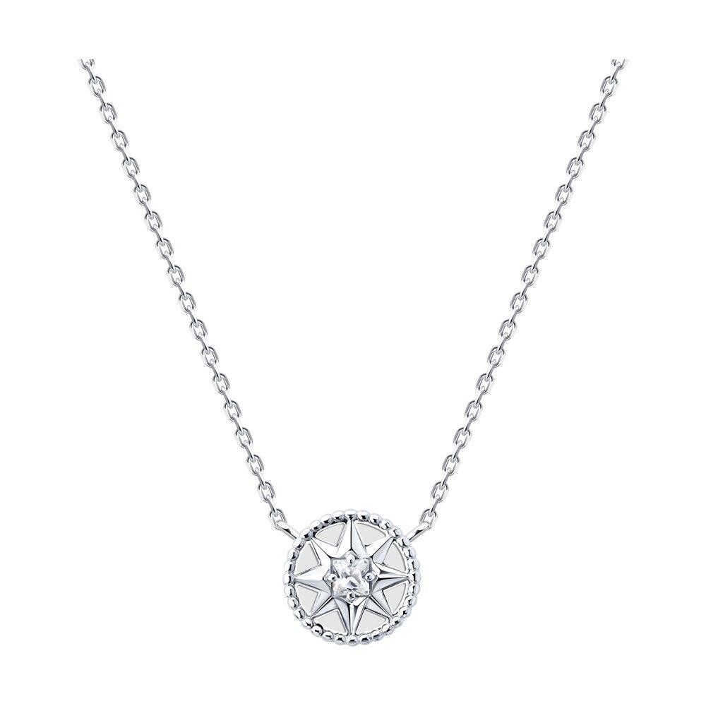 Колье из серебра с фианитом и эмалью - видео на модели