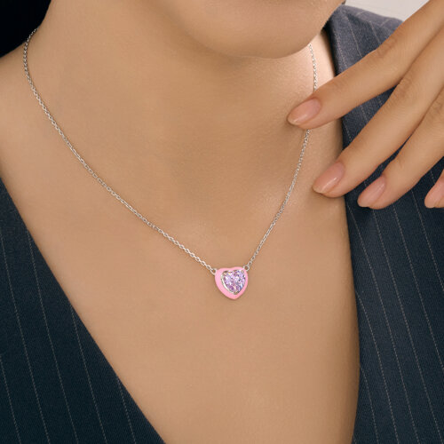 Колье из серебра с фианитом и эмалью из серебро — вид 3