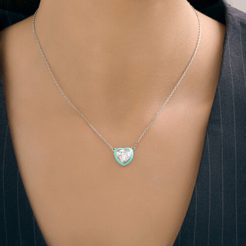 Колье из серебра с фианитом и эмалью из серебро — вид 3