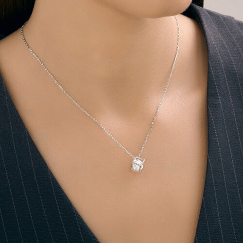 Колье из серебра с фианитом из серебро — вид 3