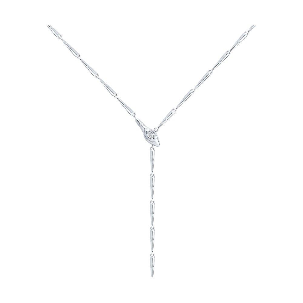 Колье из серебра с фианитом - видео на модели