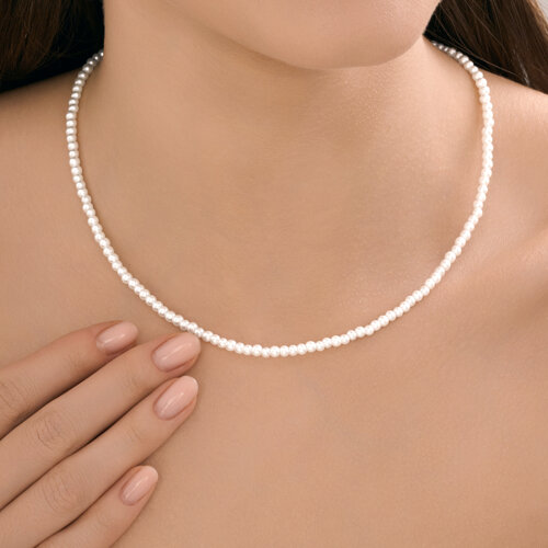 Колье из серебра с синтетическим жемчугом из серебро — вид 3