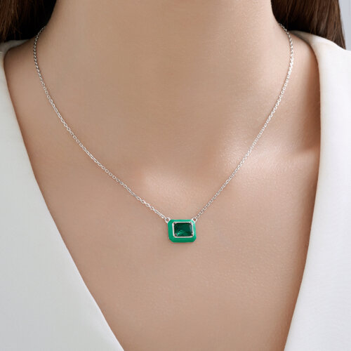 Колье из серебра с фианитом и эмалью из серебро — вид 3