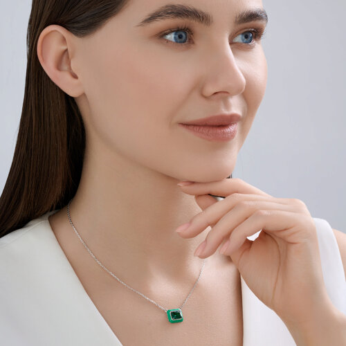 Колье из серебра с фианитом и эмалью из серебро — вид 4