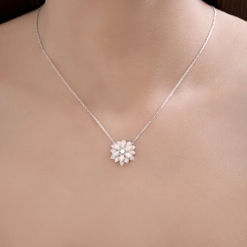 Колье из серебра с синтетическим жемчугом и эмалью из серебро — вид 3