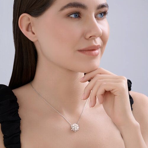 Колье из серебра с синтетическим жемчугом и эмалью из серебро — вид 4