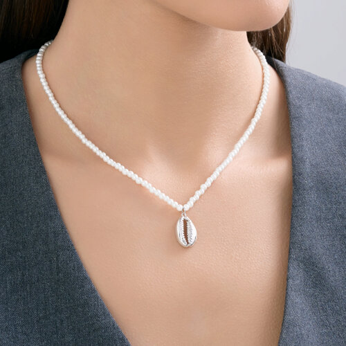 Колье из серебра с синтетическим жемчугом из серебро — вид 3