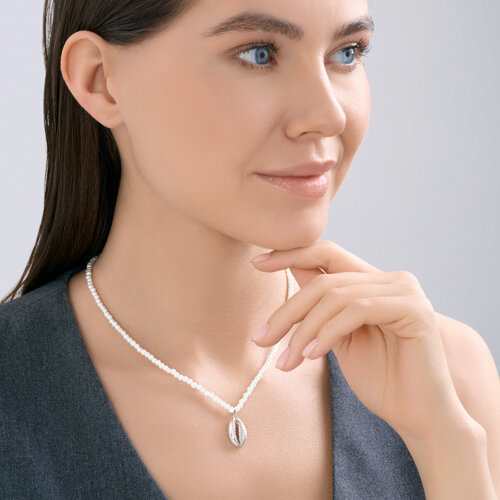 Колье из серебра с синтетическим жемчугом из серебро — вид 4