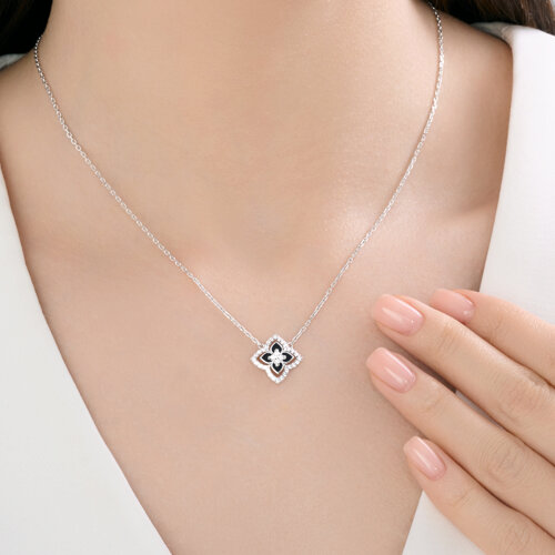 Колье из серебра с фианитами и эмалью из серебро — вид 3