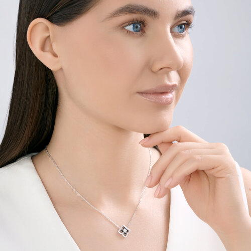 Колье из серебра с фианитами и эмалью из серебро — вид 4