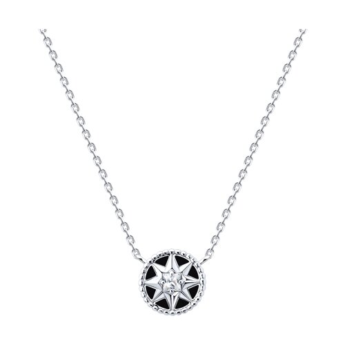 Колье из серебра с фианитом и эмалью