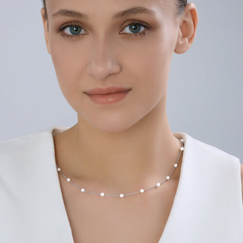 Колье из серебра с синтетическим жемчугом из серебро — вид 4