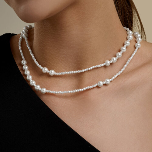 Колье-сотуар из серебра с синтетическим жемчугом из серебро — вид 3