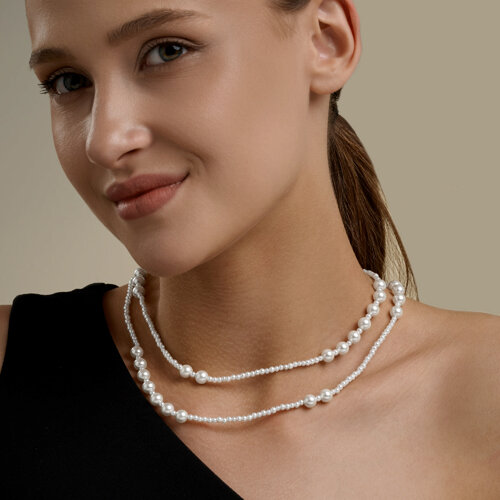 Колье-сотуар из серебра с синтетическим жемчугом из серебро — вид 4