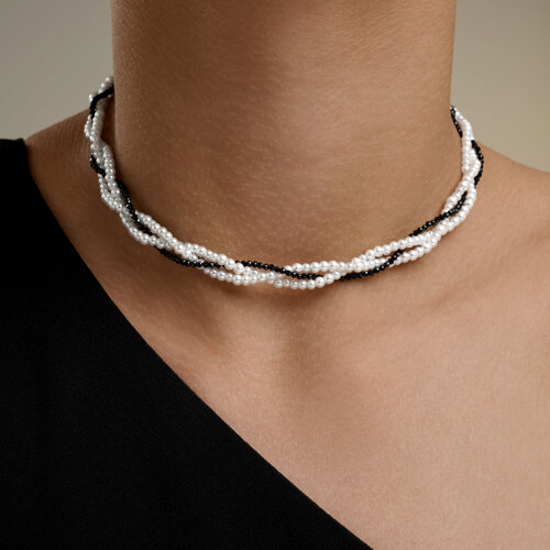 Колье из серебра с шпинелью и синтетическим жемчугом из серебро — вид 5