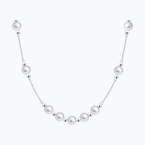 Колье из серебра с синтетическим жемчугом - видео на модели