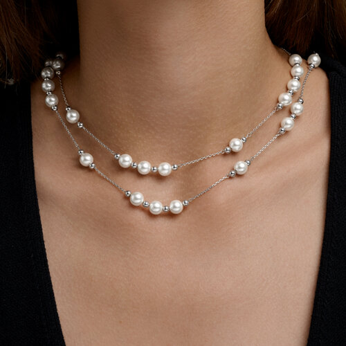 Колье из серебра с синтетическим жемчугом из серебро — вид 3