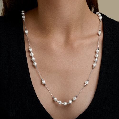 Колье из серебра с синтетическим жемчугом из серебро — вид 5