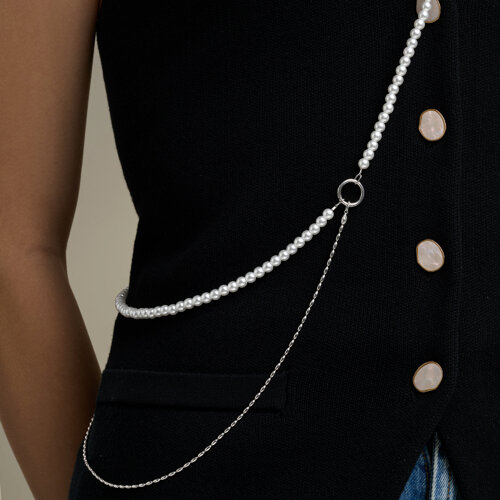 Колье сотуар из серебра с синтетическим жемчугом из серебро — вид 4