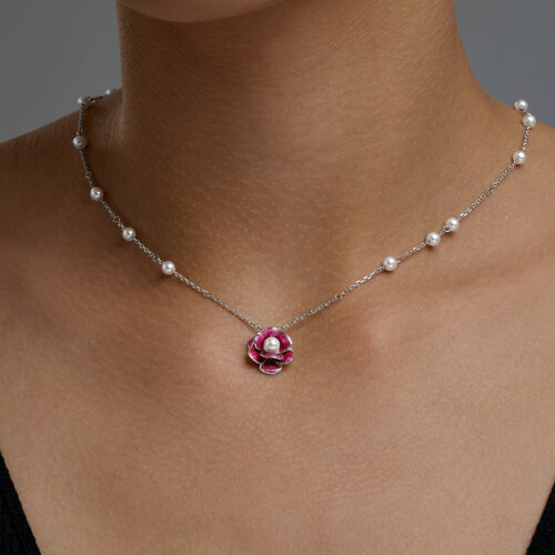 Колье из серебра с синтетическим жемчугом из серебро — вид 4