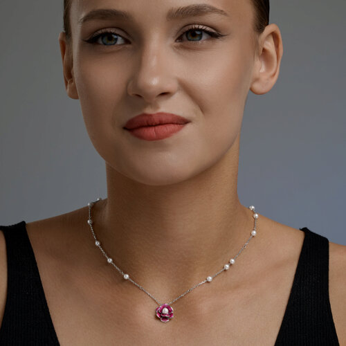 Колье из серебра с синтетическим жемчугом из серебро — вид 5