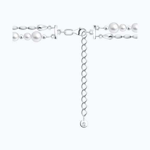 Колье из серебра с синтетическим жемчугом и фианитами из серебро — вид 2