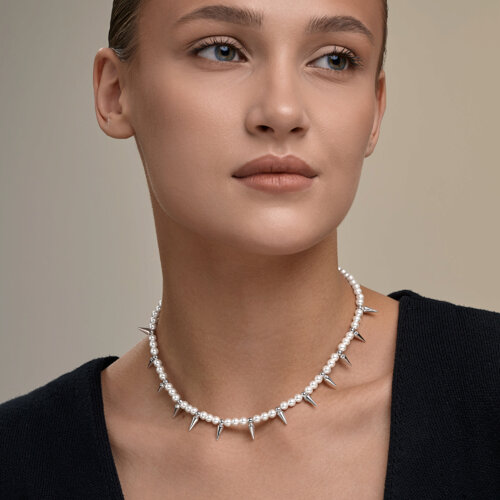 Колье из серебра с синтетическим жемчугом из серебро — вид 3