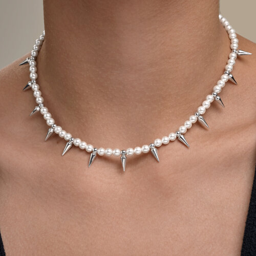 Колье из серебра с синтетическим жемчугом из серебро — вид 4