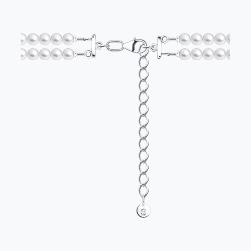 Колье из серебра с синтетическим жемчугом и фианитами из серебро — вид 2