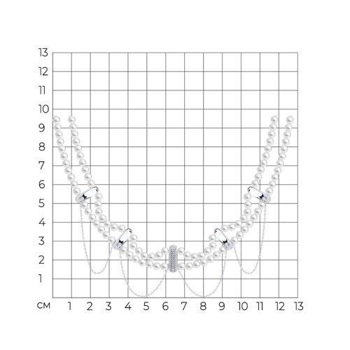 Колье из серебра с синтетическим жемчугом и фианитами из серебро — вид 3