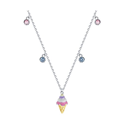 Колье из золочёного серебра с фианитами и эмалью