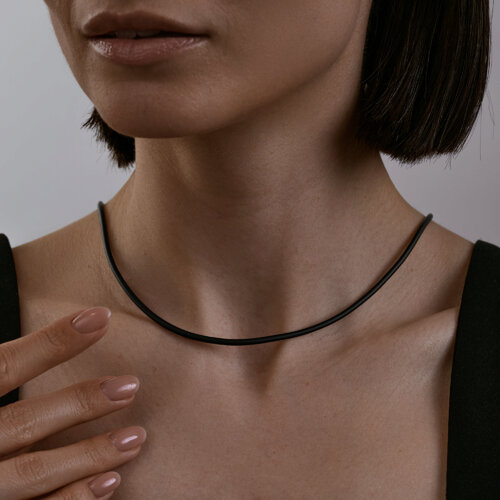 Каучуковый шнурок с серебряным замком из серебро — вид 3