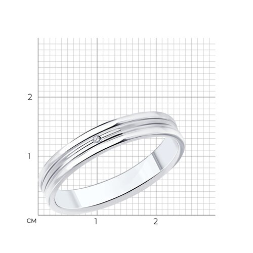 Обручальное кольцо из серебра с фианитом из серебро — вид 5