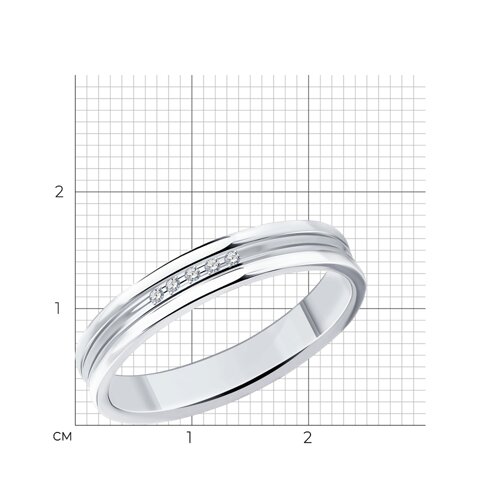 Обручальное кольцо из серебра с фианитом из серебро — вид 5