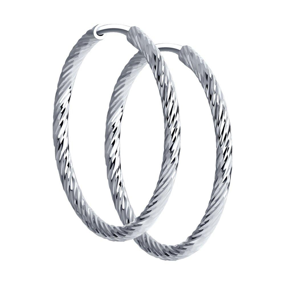 Серьги конго из серебра с алмазной гранью - видео на модели