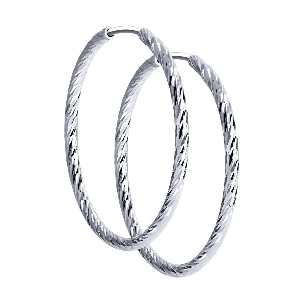 Серьги конго из серебра с алмазной гранью - видео на модели