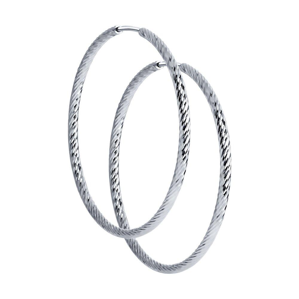 Серьги конго из серебра с алмазной гранью - видео на модели