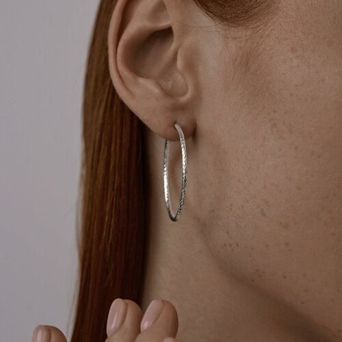 Серьги конго из серебра с алмазной гранью из серебро — вид 2