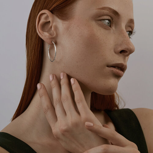 Серьги конго из серебра с алмазной гранью из серебро — вид 3