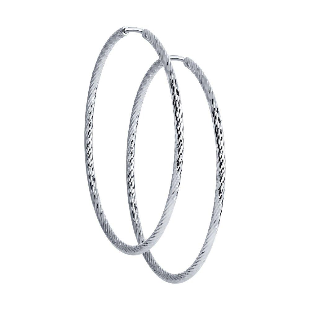 Серьги конго из серебра с алмазной гранью - видео на модели