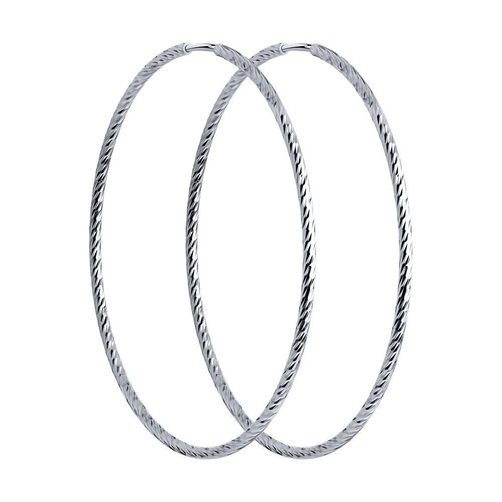 Серьги конго из серебра с алмазной гранью - видео на модели