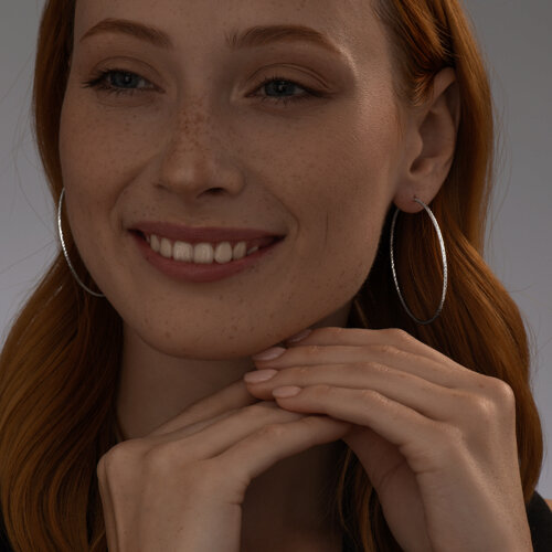 Серьги конго из серебра с алмазной гранью из серебро — вид 3