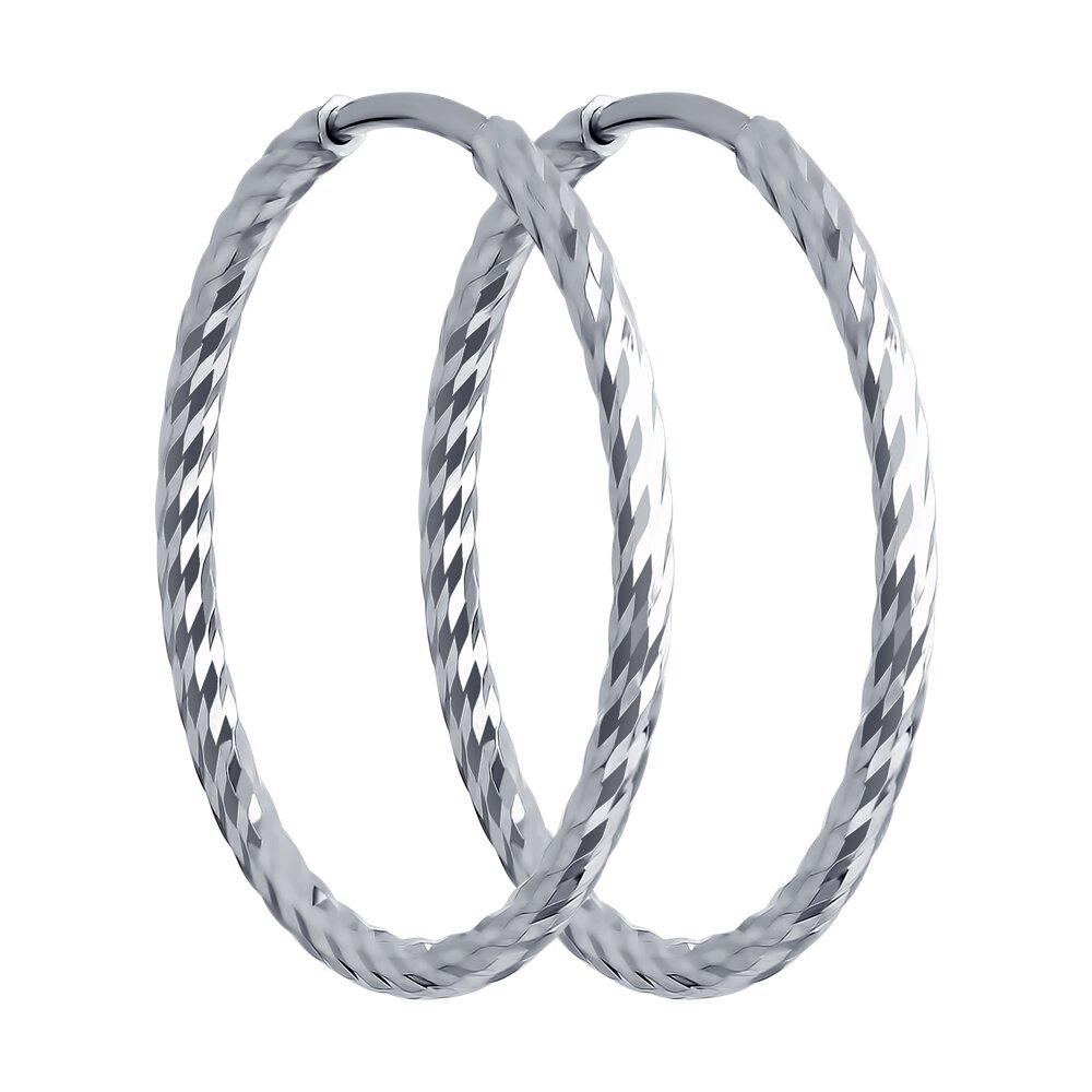 Серьги конго из серебра с алмазной гранью - видео на модели