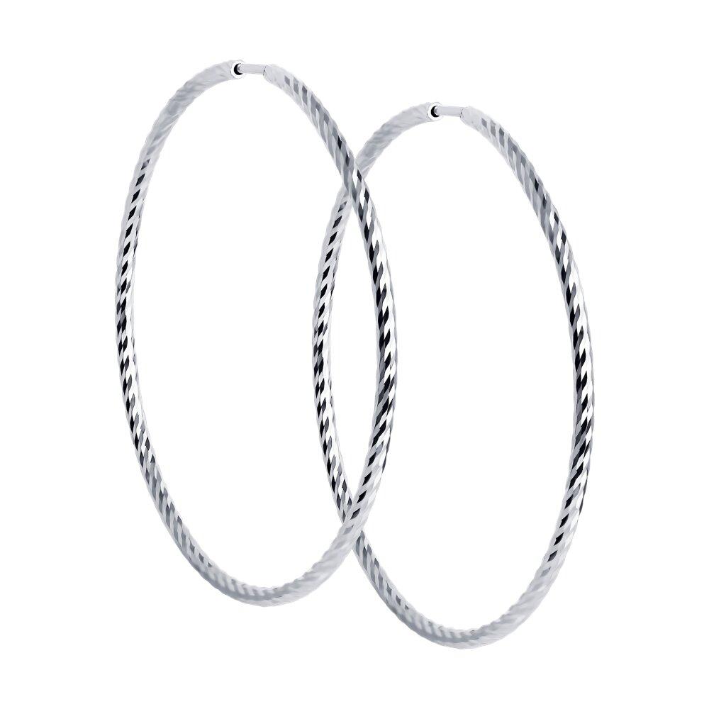 Серьги конго из серебра с алмазной гранью - видео на модели